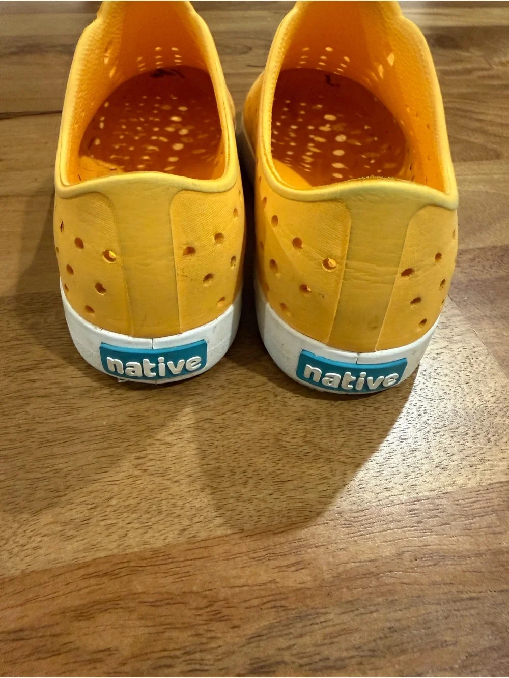 Native Yellow Perforated Slip-On Shoes with White Toe Caps and Sole Size Kid 3